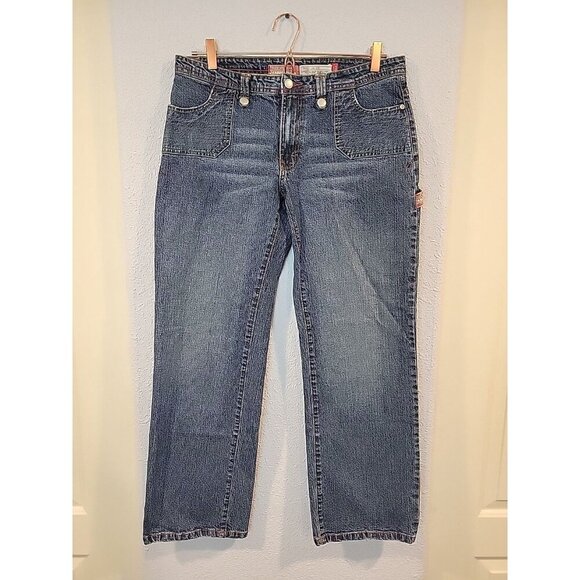 Farmgirl Vintage Blue Jeans Size 13R Y2K Carpenter Distressed Straight Relaxed - Picture 1 of 9